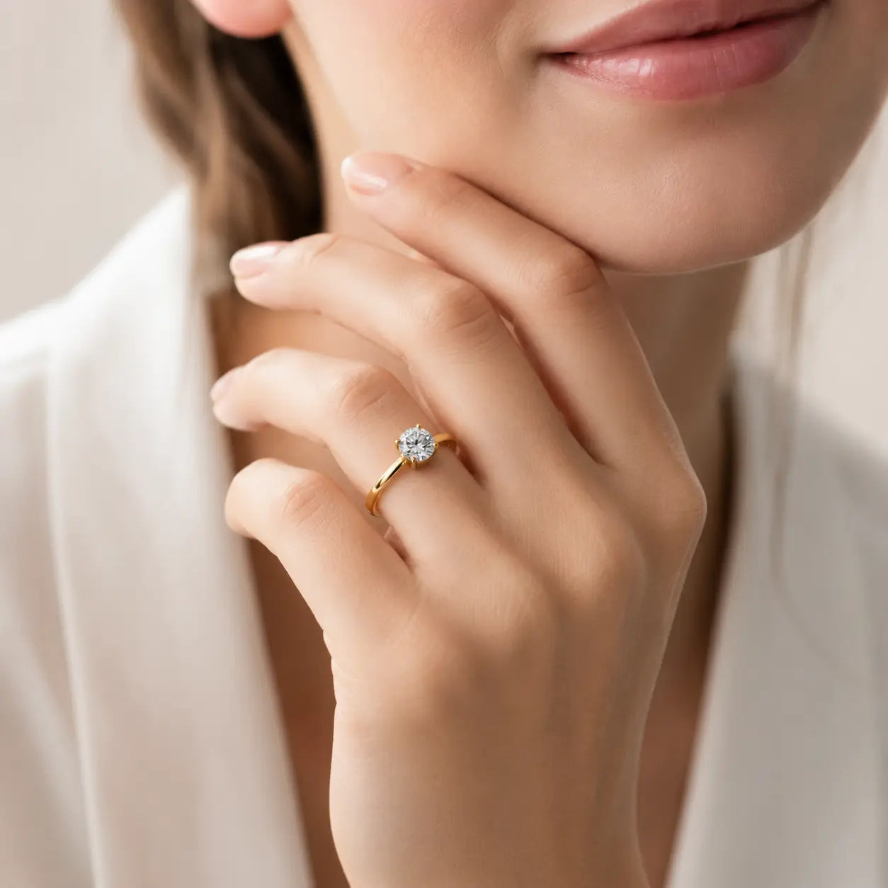 Gold Solitaire Proposal Ring