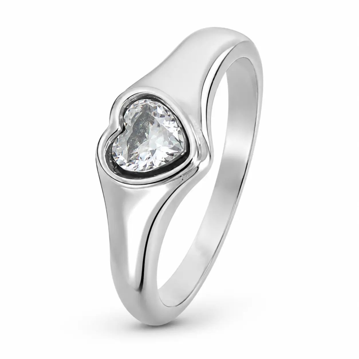 Gold Heart CZ Ring