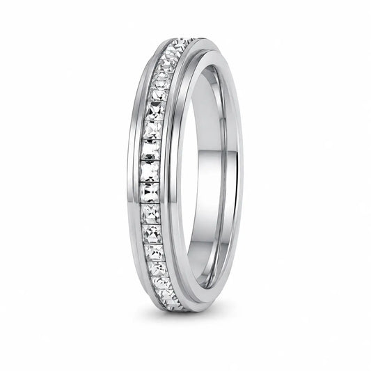 Square CZ Eternity Spinner Ring