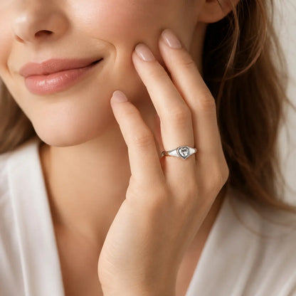 Gold Heart CZ Ring