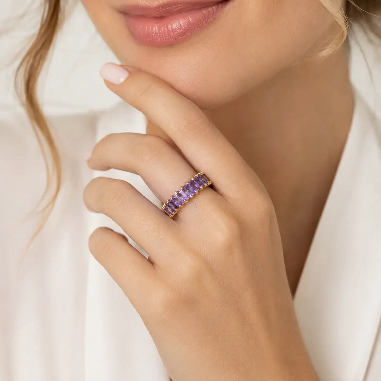 Green Baguette Eternity Ring