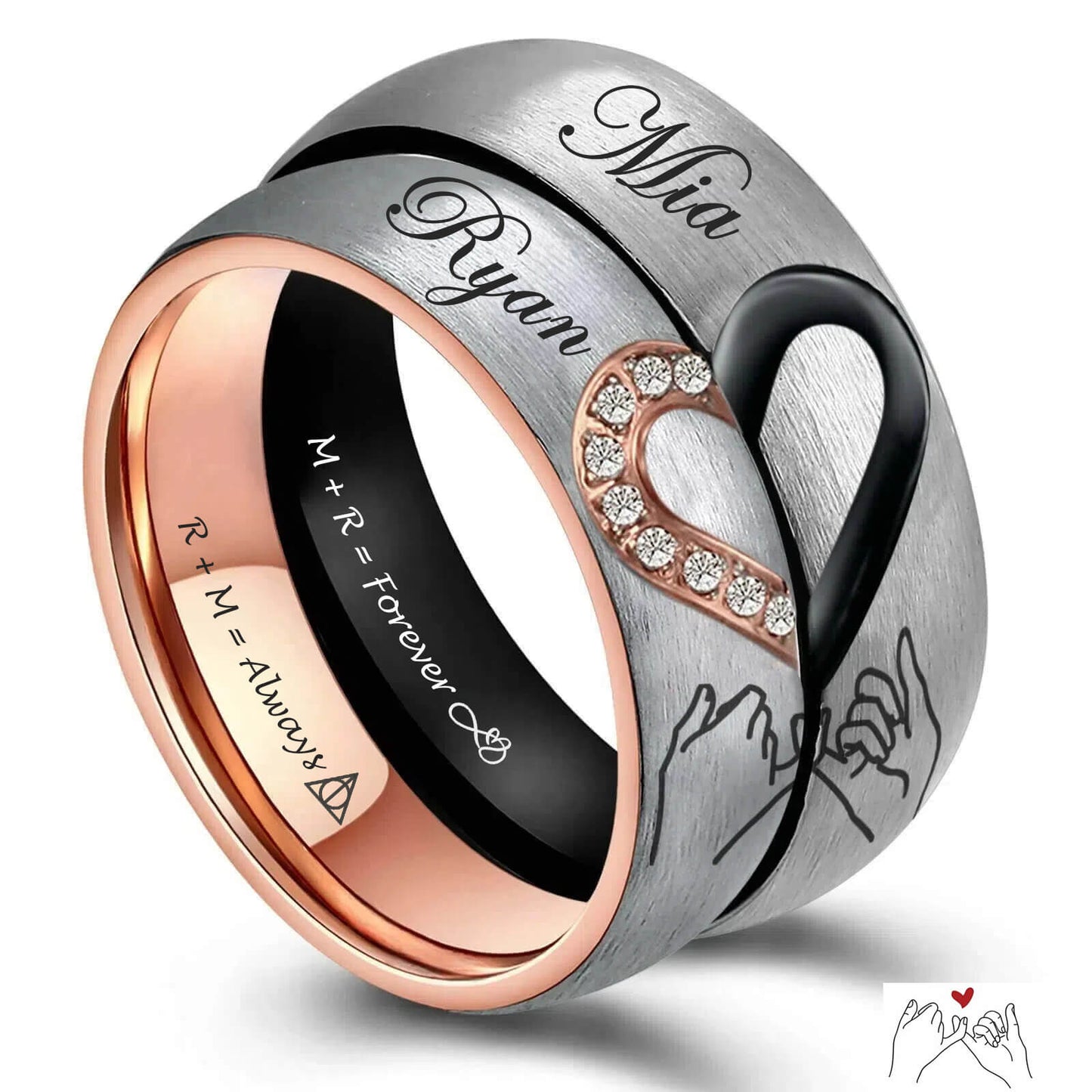 Pinky Promise Heart Rings