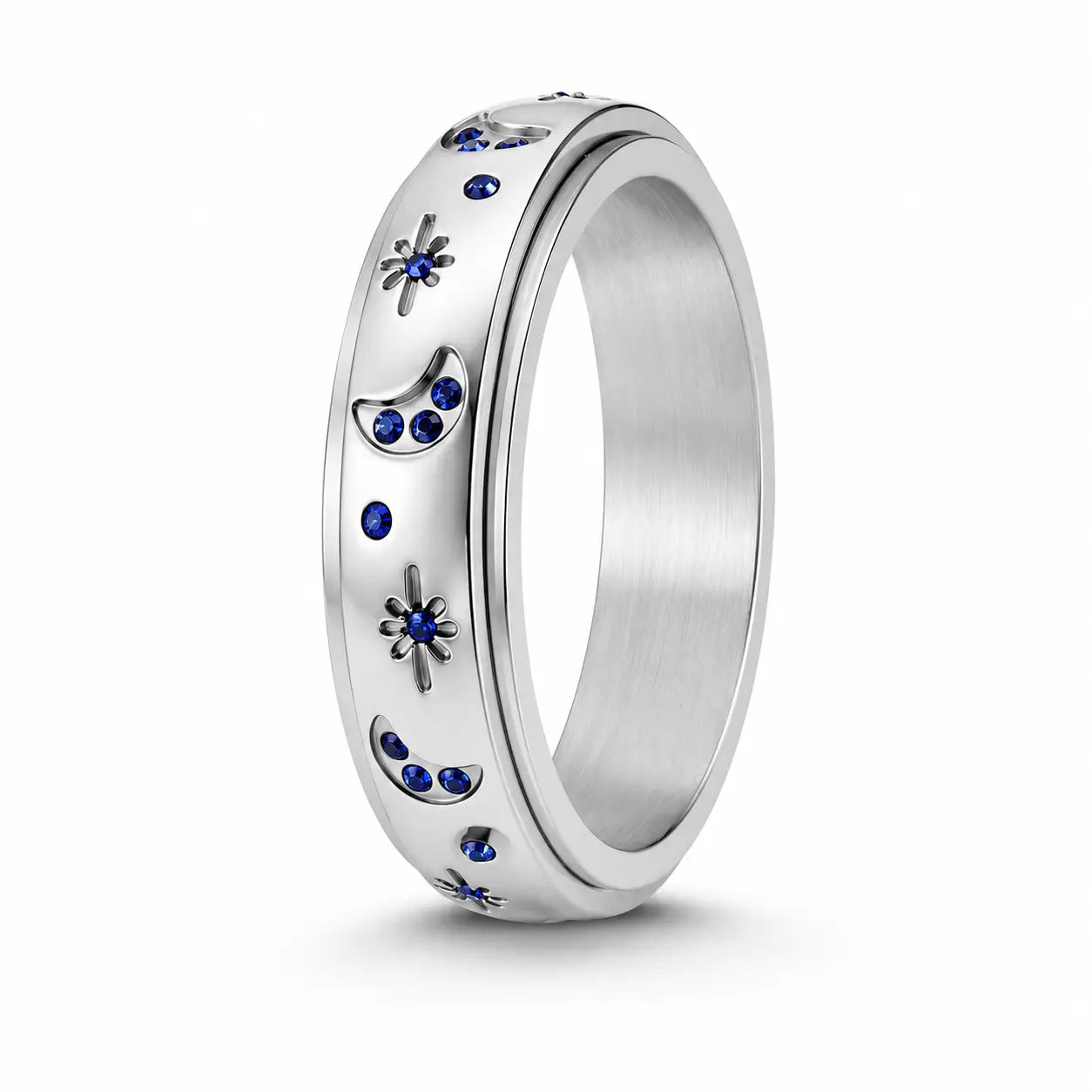 Moon & Star Spinner Ring