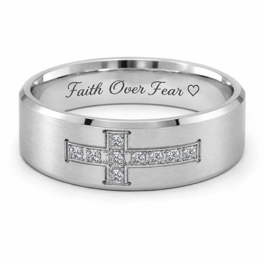 Engraved Cross Faith Rings