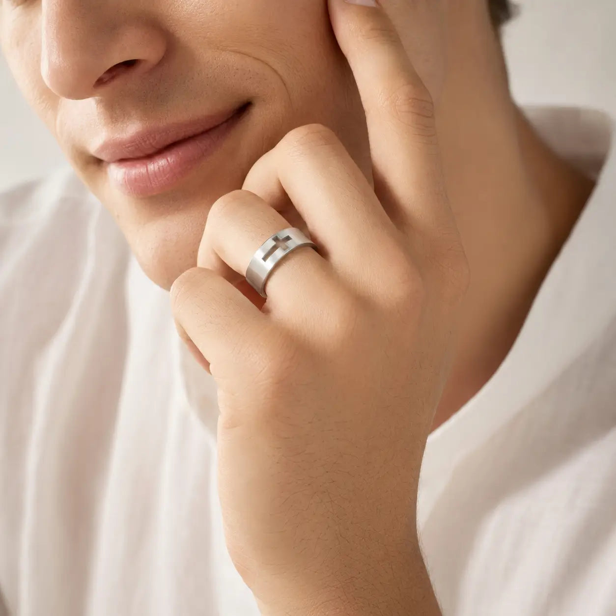 Open Cross Faith Ring