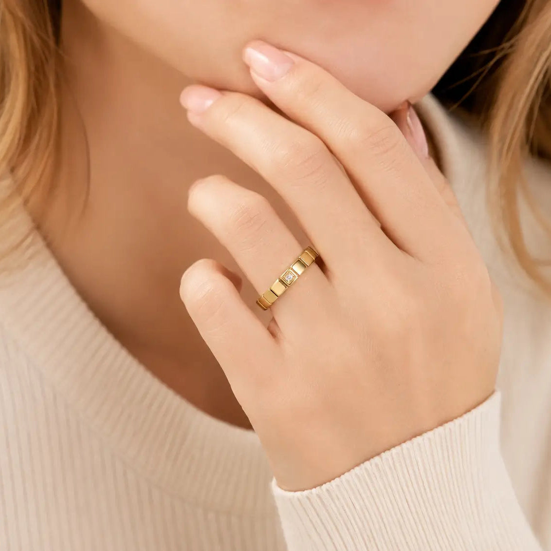 Personalized Gold Geometric Ring