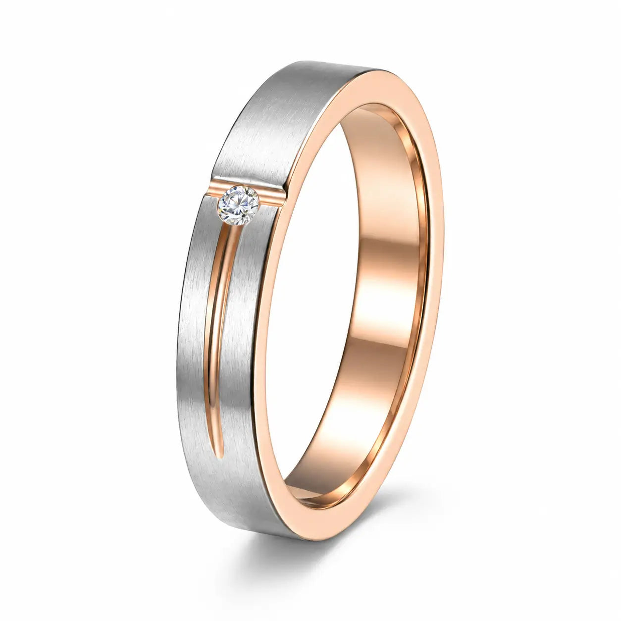 Grooved CZ Personalized Ring