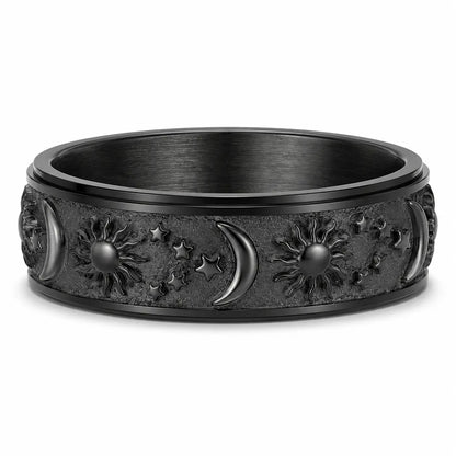 Sun and Moon Stars Couple Spinner Rings