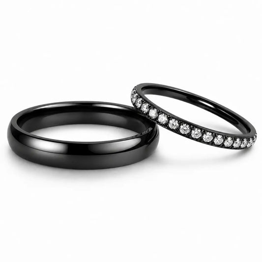 Black Couple Promise Ring Bridal Sets