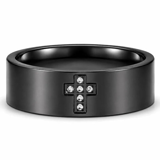 Crossline Black Ring