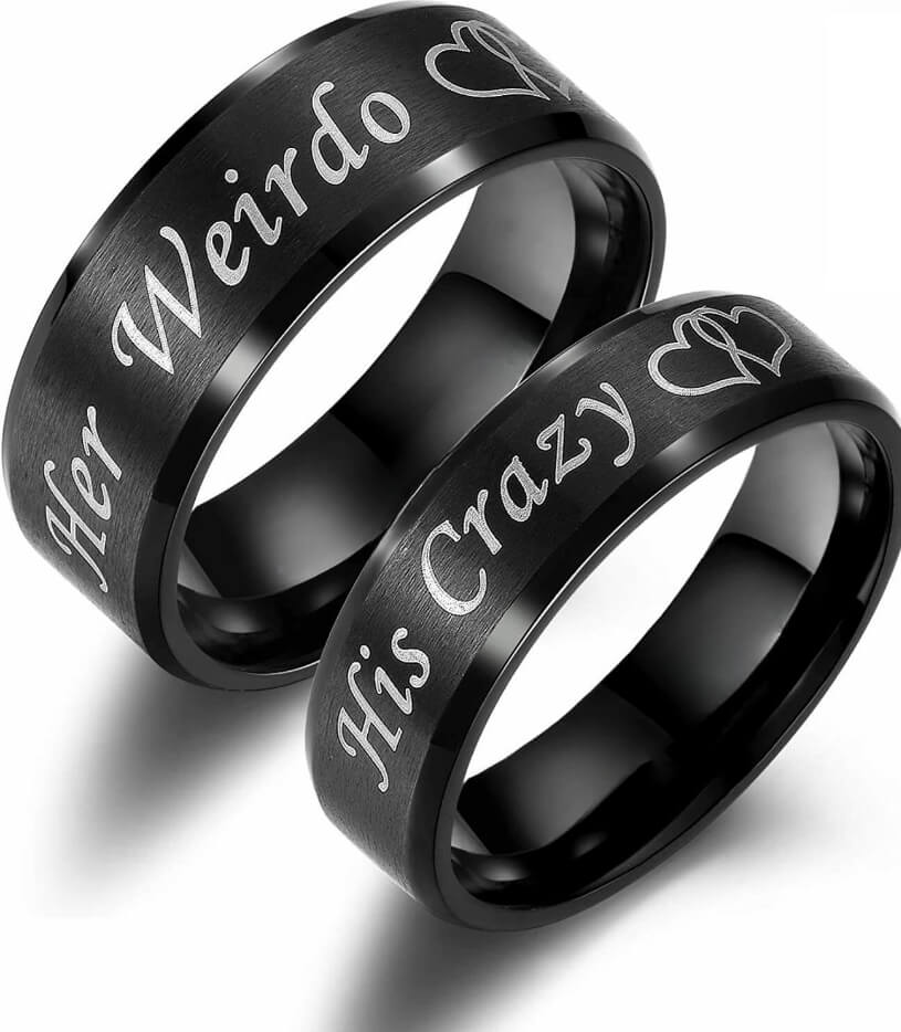 His Crazy Her Weirdo Heart Rings for Couples