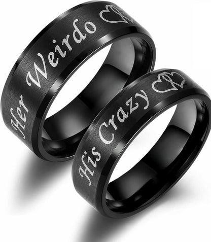 His Crazy Her Weirdo Heart Rings for Couples