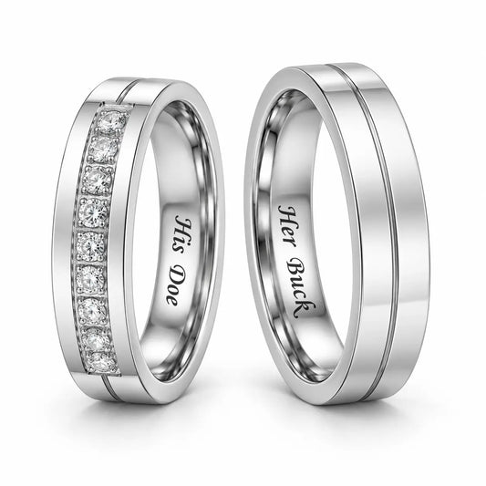 Her Buck His Doe Promise Ring Set
