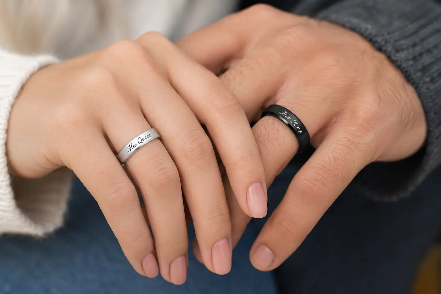 Engraved Promise Rings for Couple