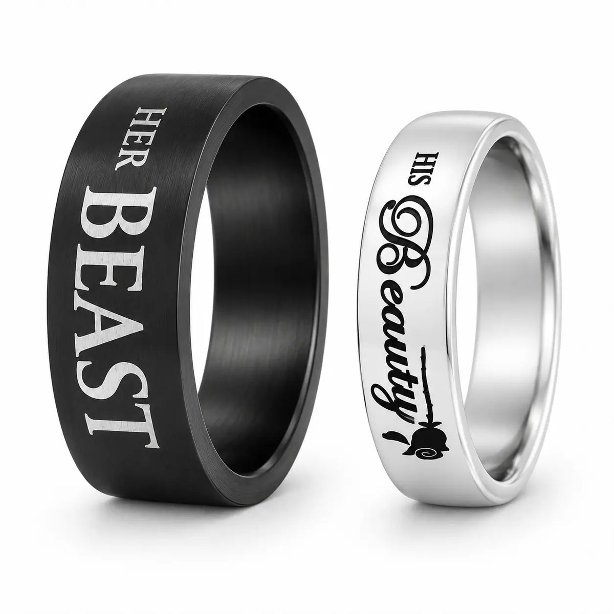 His Beauty Her Beast Promise Rings for Couples
