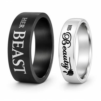 His Beauty Her Beast Promise Rings for Couples