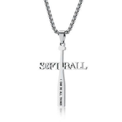 Softball Cross Necklace Black