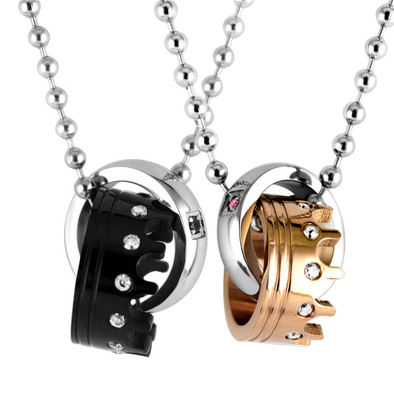 Interlocking Crown Couple Necklaces