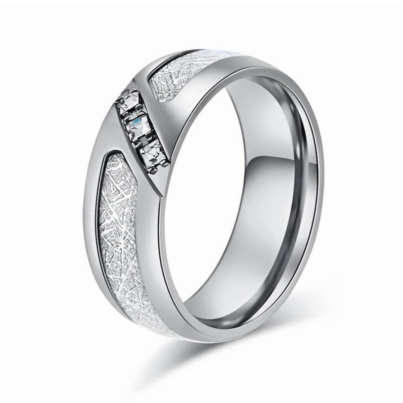 Silver Rime Promise Ring for Men 8mm Stainless Steel Wedding Bands ...