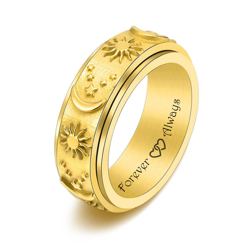 Spinner Ring Moon & Star