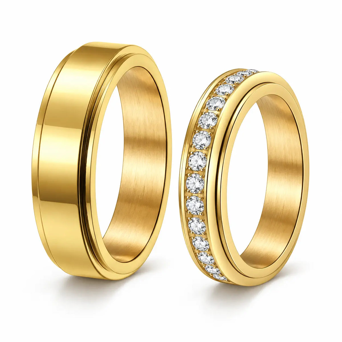 Spinner Couple Ring Set Gold