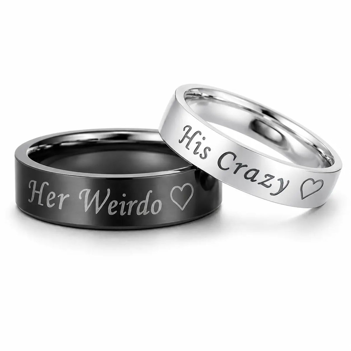 His Crazy & Her Weirdo Couple Promise Rings