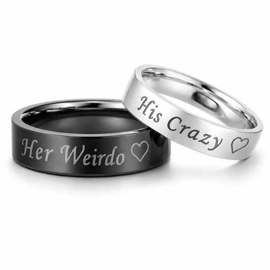 His Crazy & Her Weirdo Couple Promise Rings