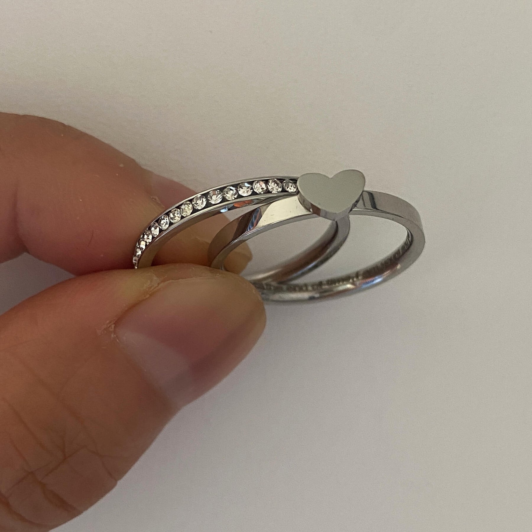 Promise Rings 2 Two Piece Promise Rings for Women Engraving Engagement Ring Sets ...