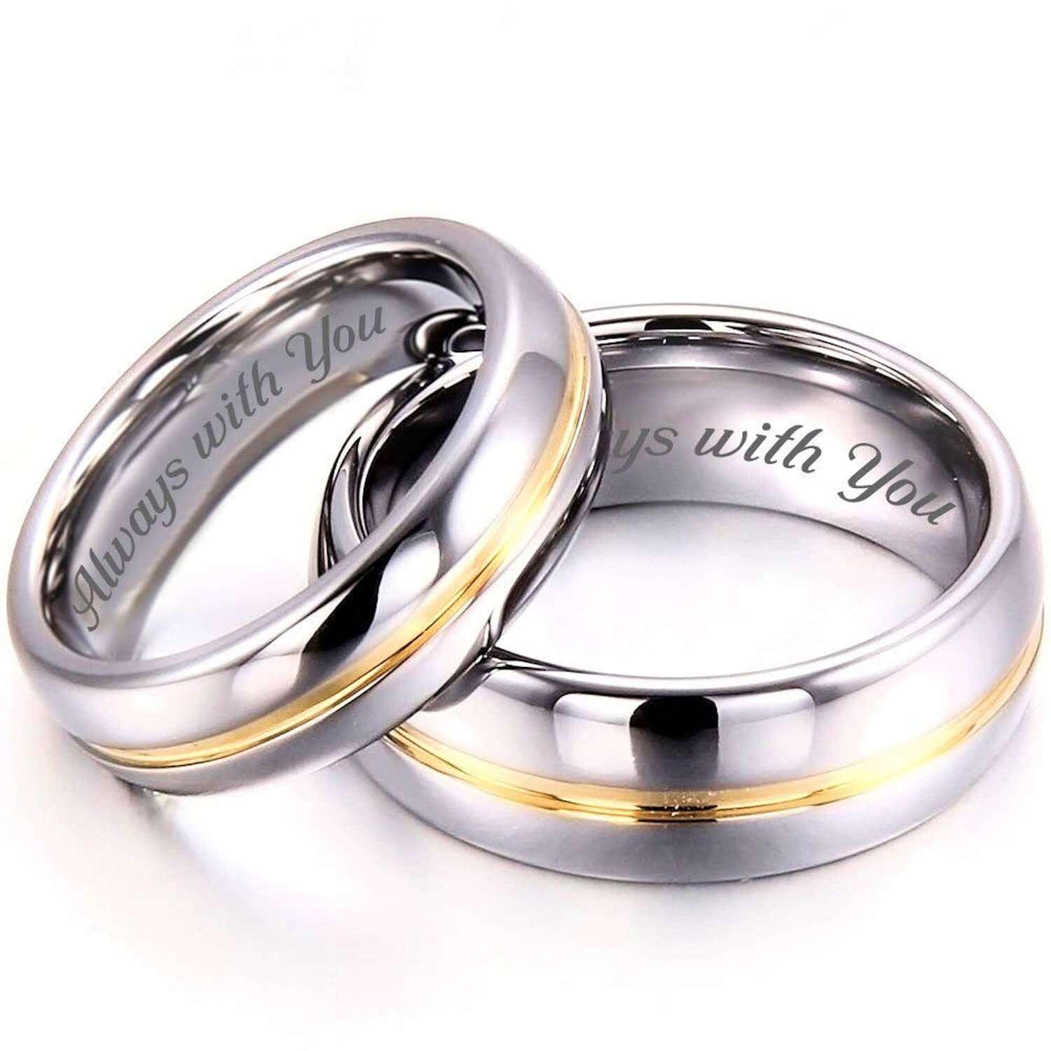 Personalized Matching Rings for Couples Stainless Steel Promise Rings for  Couples Set with 2 Rings Engraved Inside and Outside Ring for Men and Women  Engagement Wedding Ring Set for Him and Her