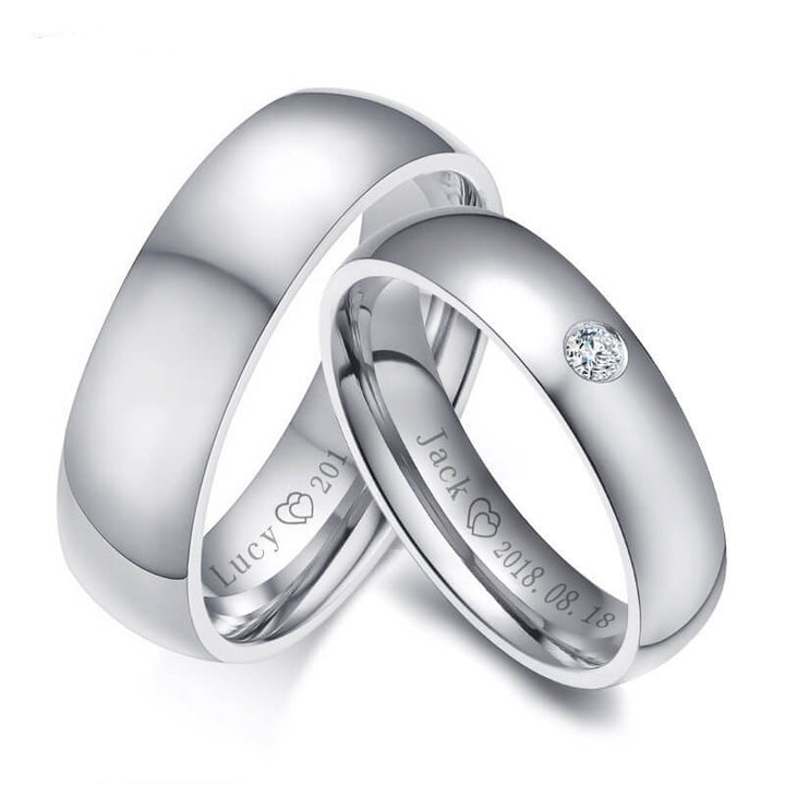 Simple Promise Rings for Couples Engraved