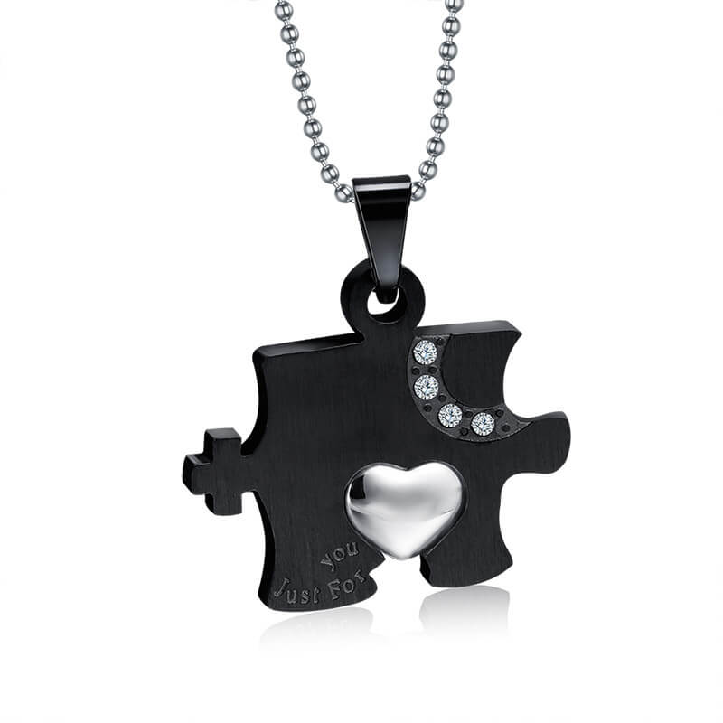 Matching Puzzle Heart Pendant