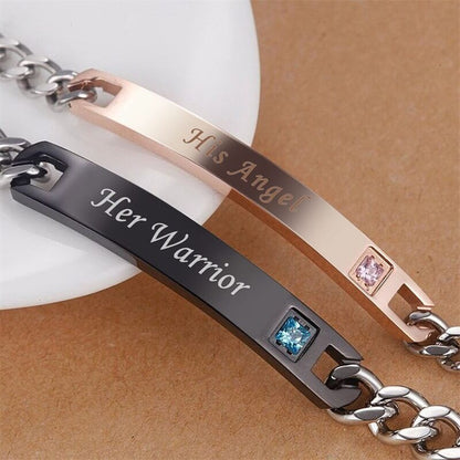 Couple Titanium Steel Rose Gold, Black Customizable Bracelet