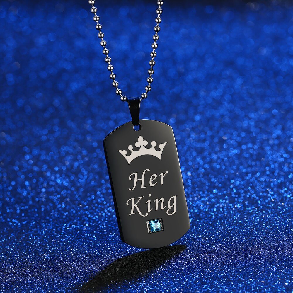 Couple Queen King Tag Necklace