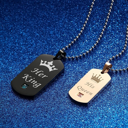 Couple Queen King Tag Necklace