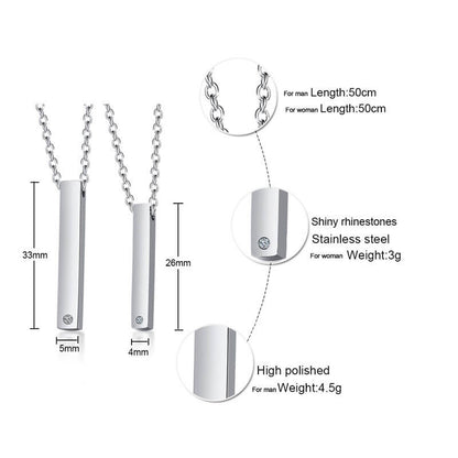 Engraved Couple Bar Necklaces