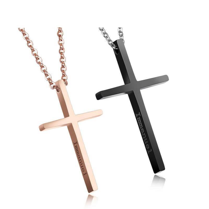 I M MANUEL Cross Couple Necklaces Titanium