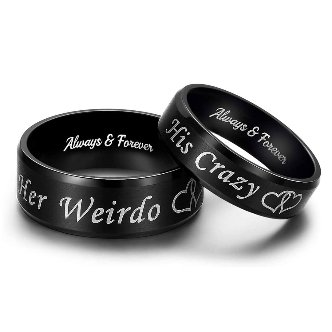 His Crazy Her Weirdo Heart Rings for Couples