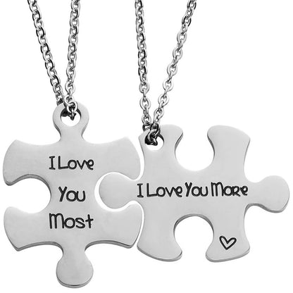 His and Hers Puzzle Necklace Couples