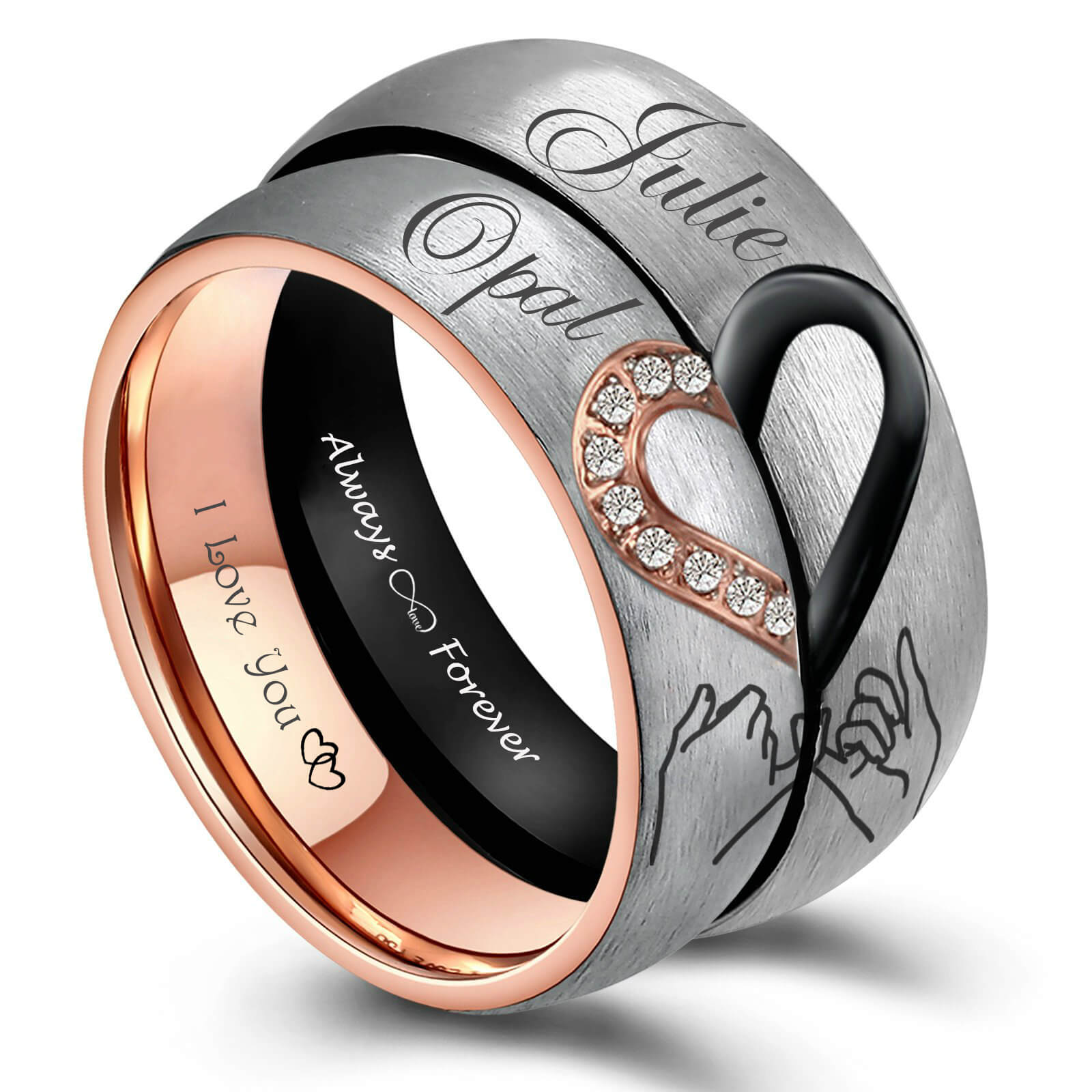 Couple Rings - Personalized Matching Promise Rings For Her & His ...