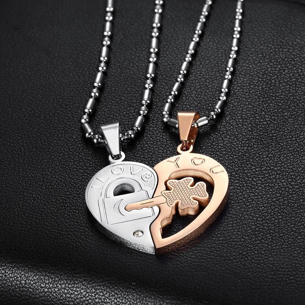 Puzzle Heart Necklace Couple Set