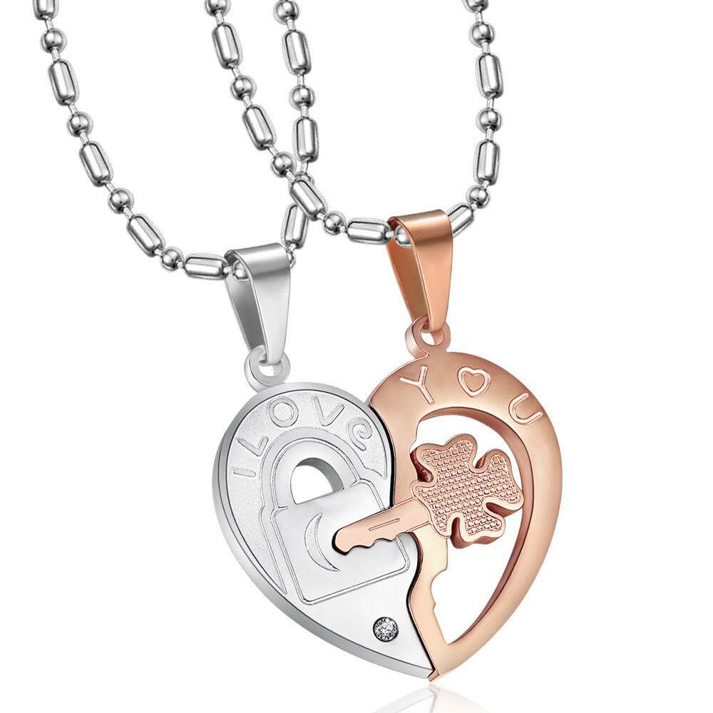 Puzzle Heart Necklace Couple Set