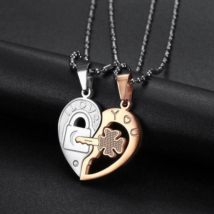 Puzzle Heart Necklace Couple Set
