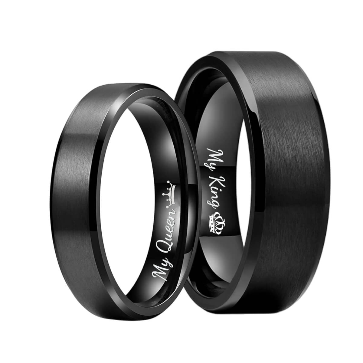 Custom Couples Promise Ring Set Wedding Engraved Band Anniversary Gift ...