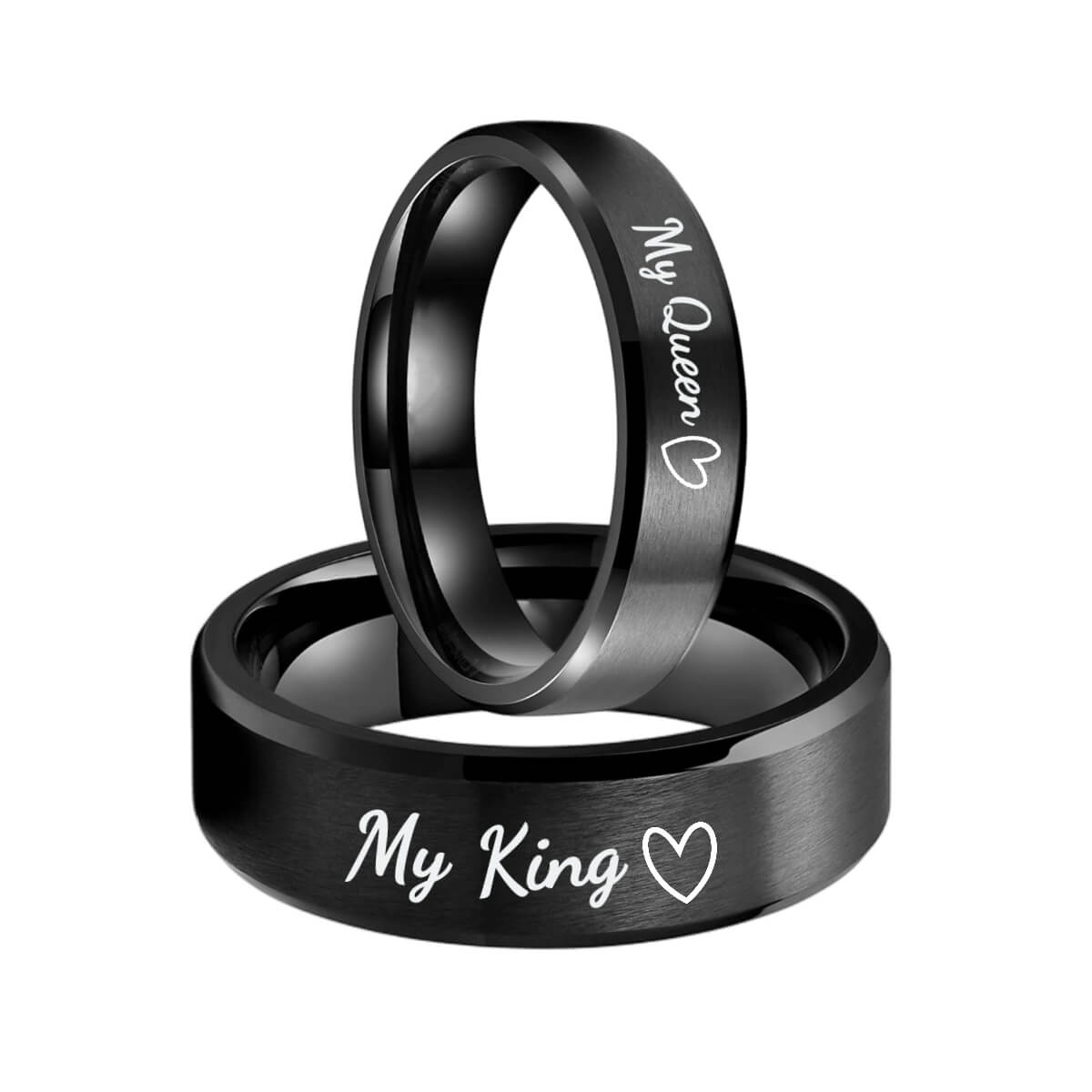 Custom Couples Promise Ring Set Wedding Engraved Band Anniversary Gift ...