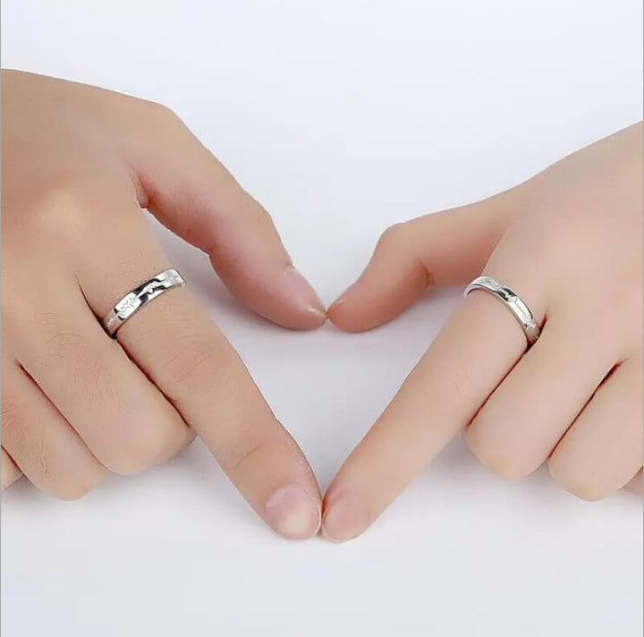 Adjustable Heartbeat Couple Open Rings