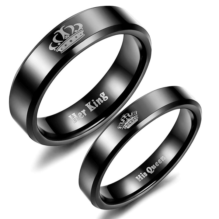 Black King and Queen Crown Rings