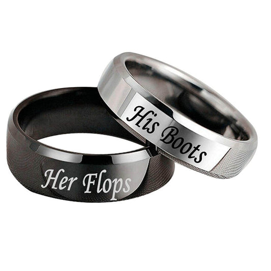 His Boots Her Flops Couple Rings