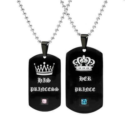 His Princess Her Prince Engraved Necklace