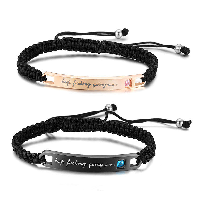 Keep Fucking Going Engraved Nameplate Bracelets