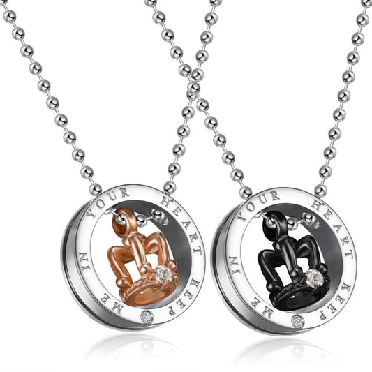 Black and Rose Gold Crown Necklaces